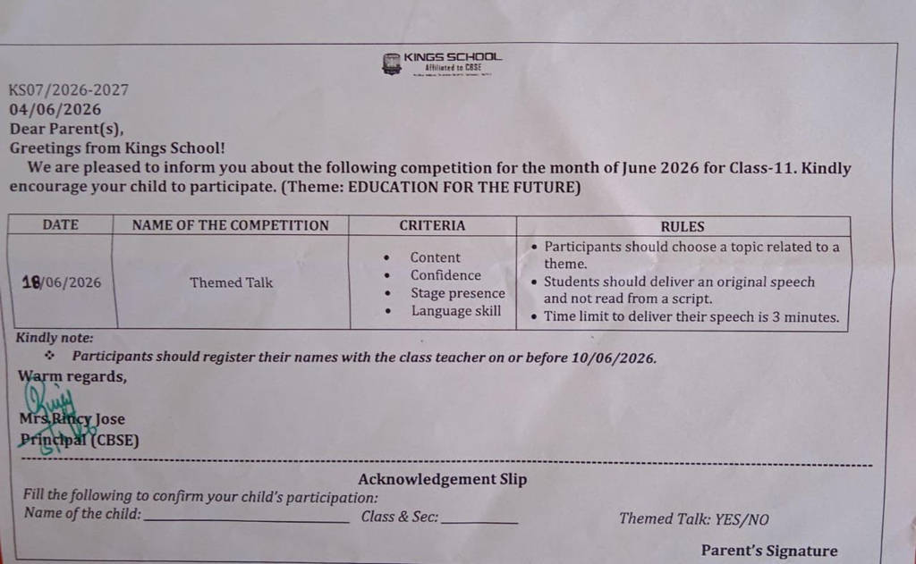 KS07/2026-27 - Themed Talk Competition -04/06/2026
